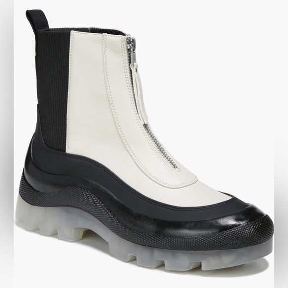 Circus NY - Sam Edelman Black Modern Ivory Zip Up Boot Size 8 - Picture 1 of 4